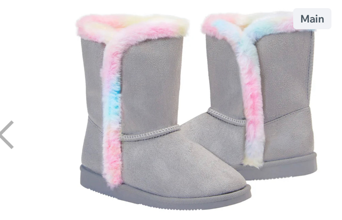 Grey color fur boot