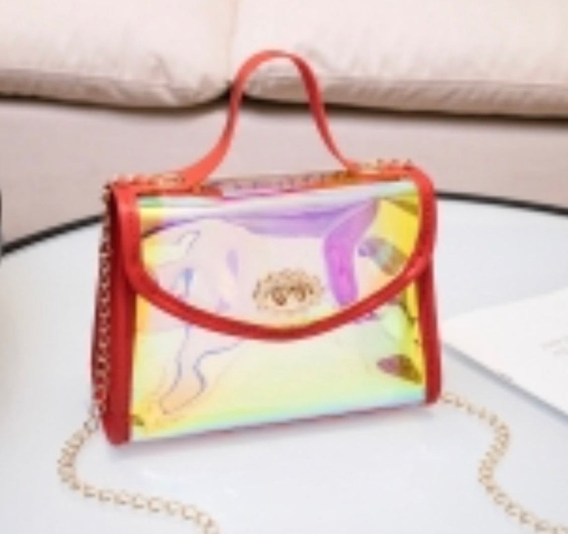 Red clear purse