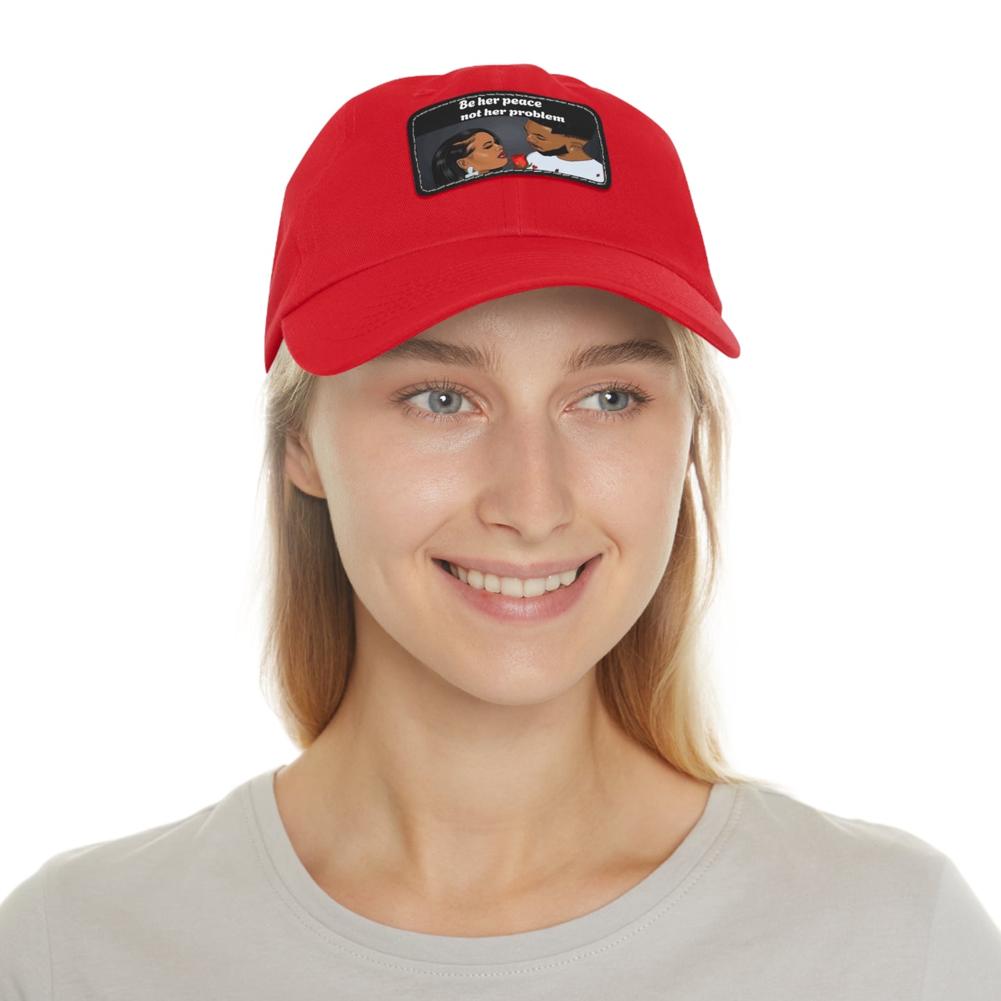Be her peace not her problem” Men Leather Patch Hat