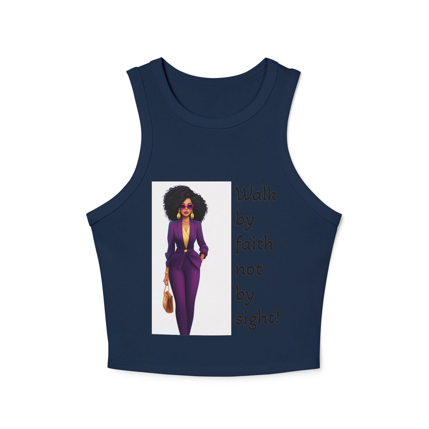 Faithful Femme Racer Tank — "Walk by Faith Not by Sight" Spiritual Crop Top