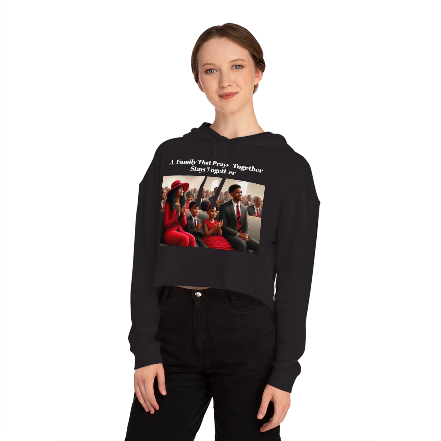 “Pray together” Women’s Cropped Hooded Sweatshirt