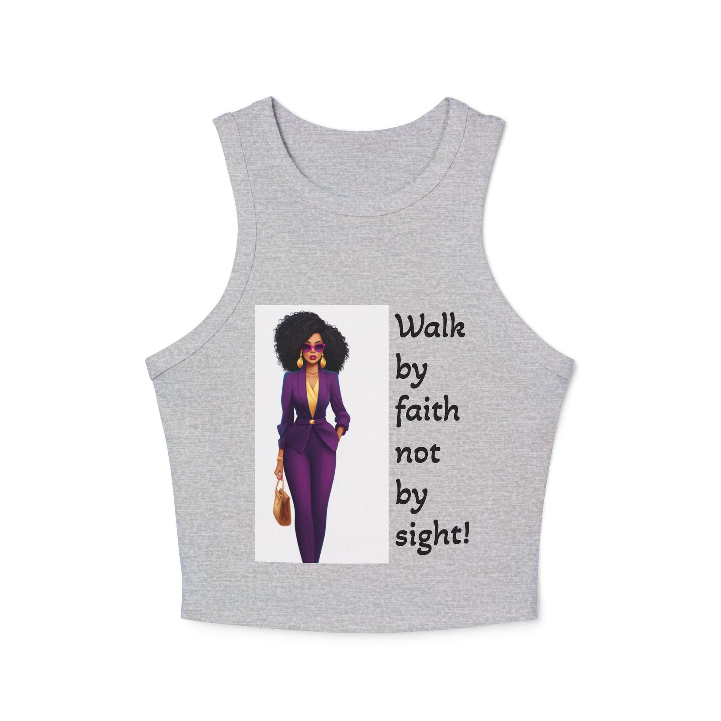 Faithful Femme Racer Tank — "Walk by Faith Not by Sight" Spiritual Crop Top