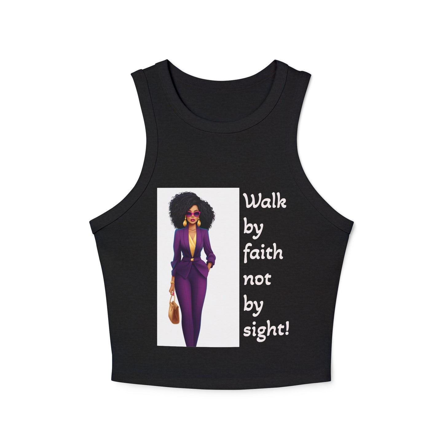Faithful Femme Racer Tank — "Walk by Faith Not by Sight" Spiritual Crop Top
