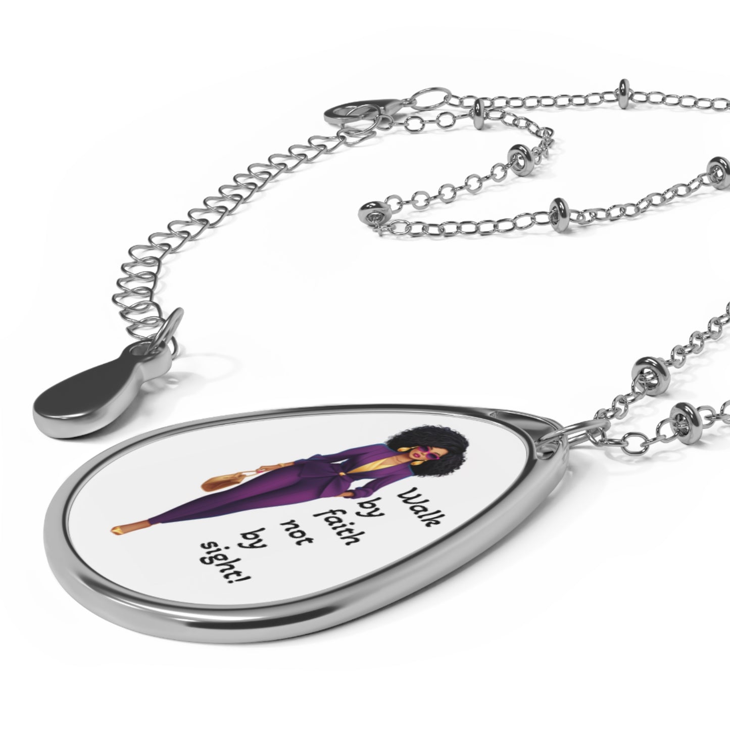 “Walk by faith” Oval Necklace