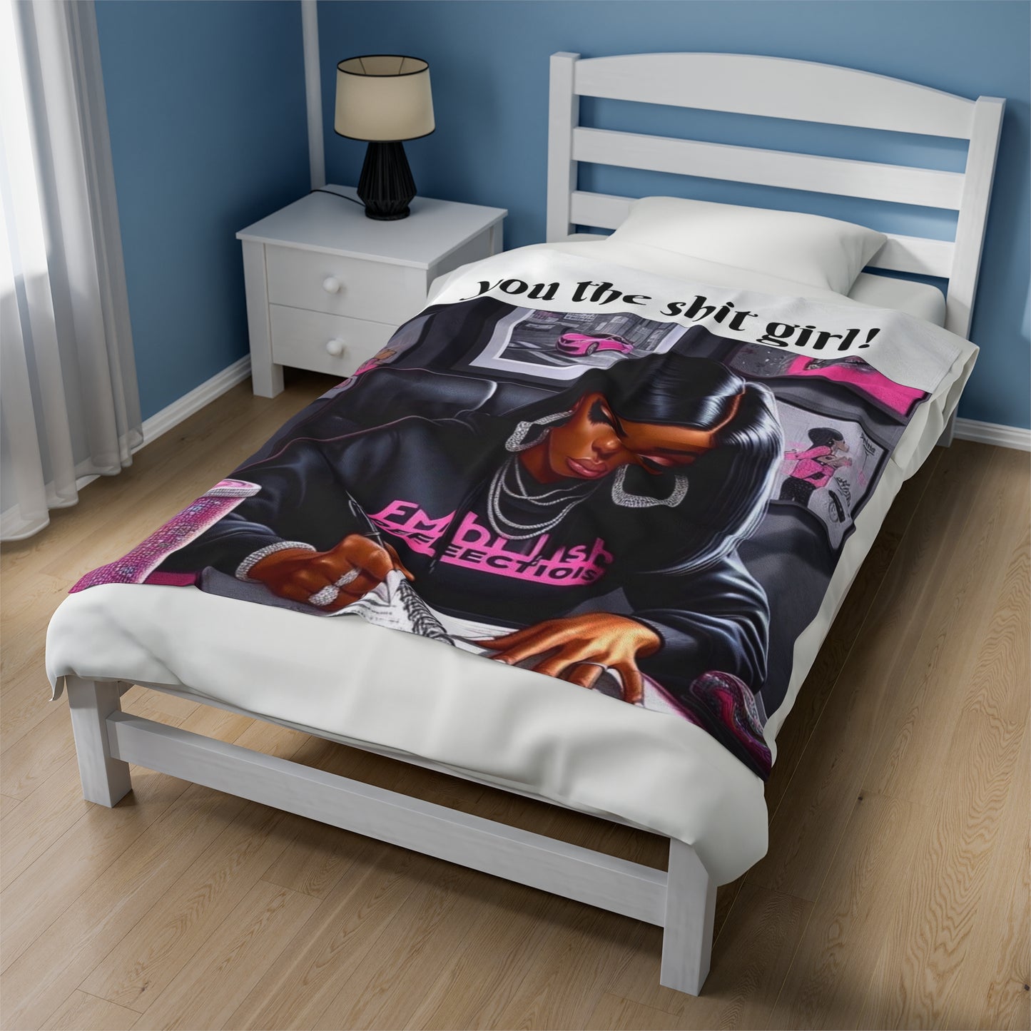 You the shit girl! Velveteen Plush Blanket