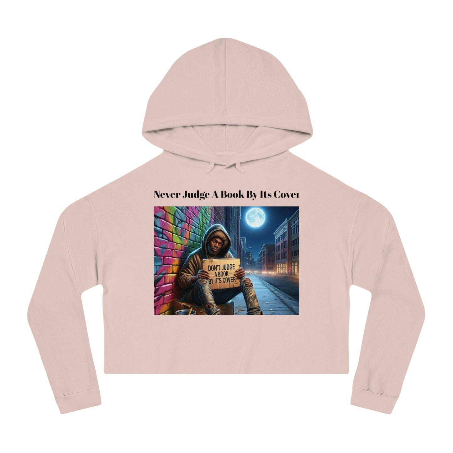 Cropped Hoodie 'Never Judge a Book By Its Cover'