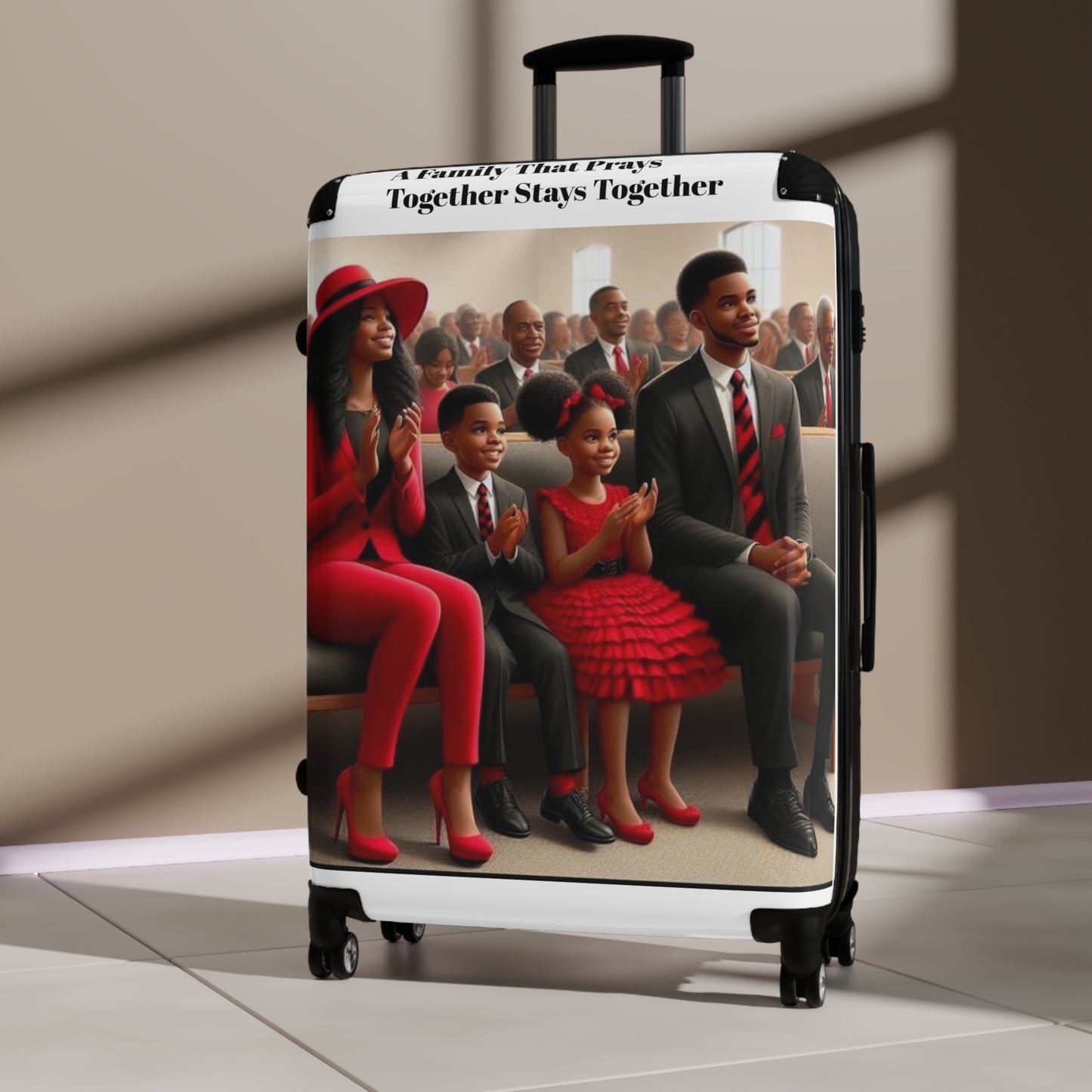 “A family that pray together stays together” Suitcase