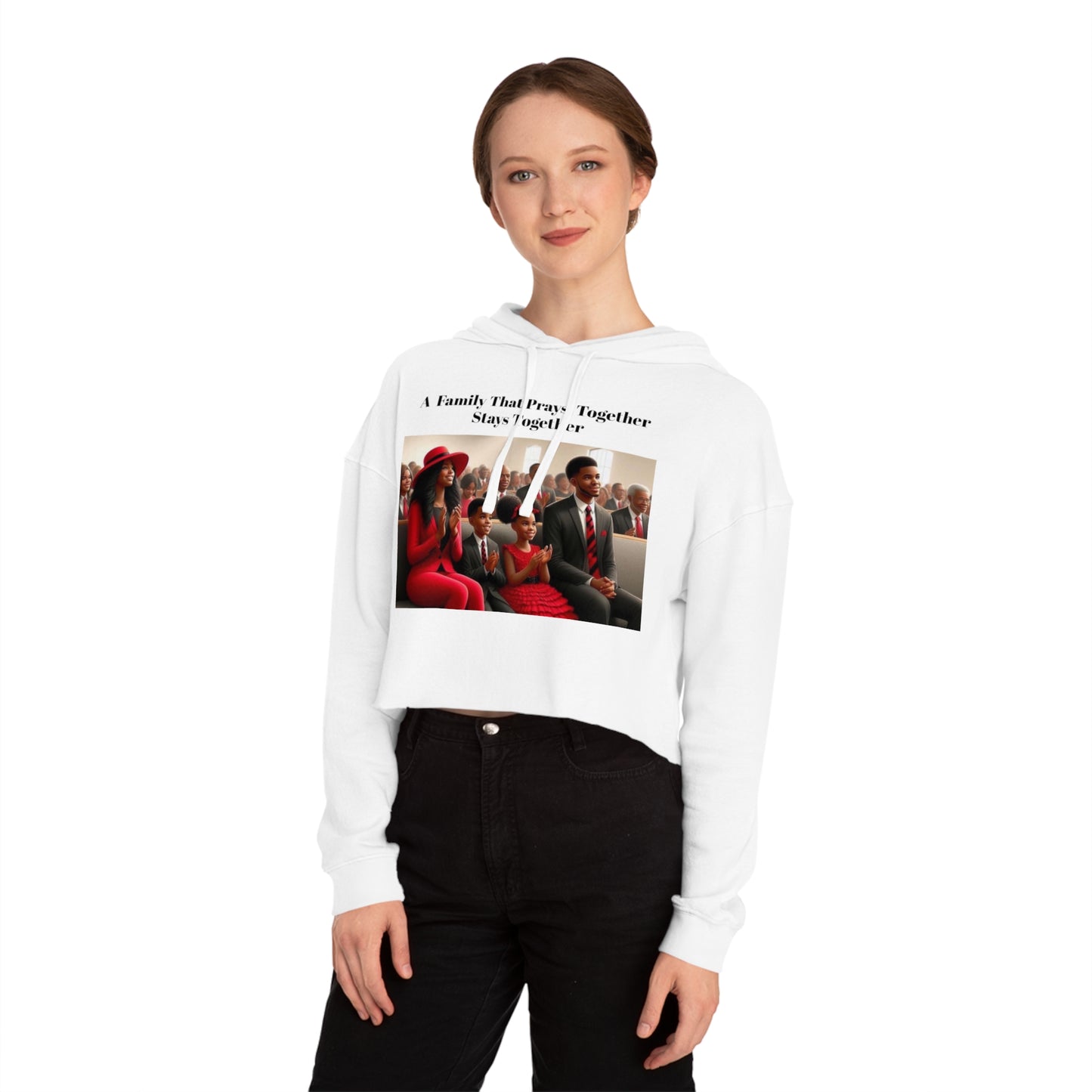 “Pray together” Women’s Cropped Hooded Sweatshirt
