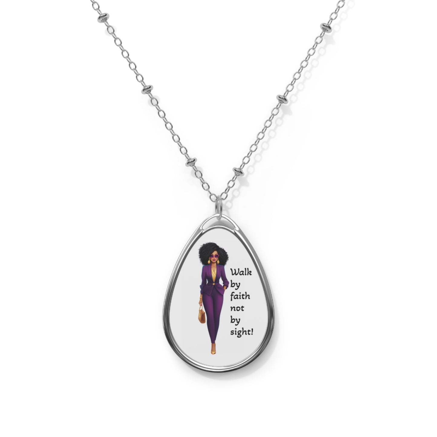 “Walk by faith” Oval Necklace