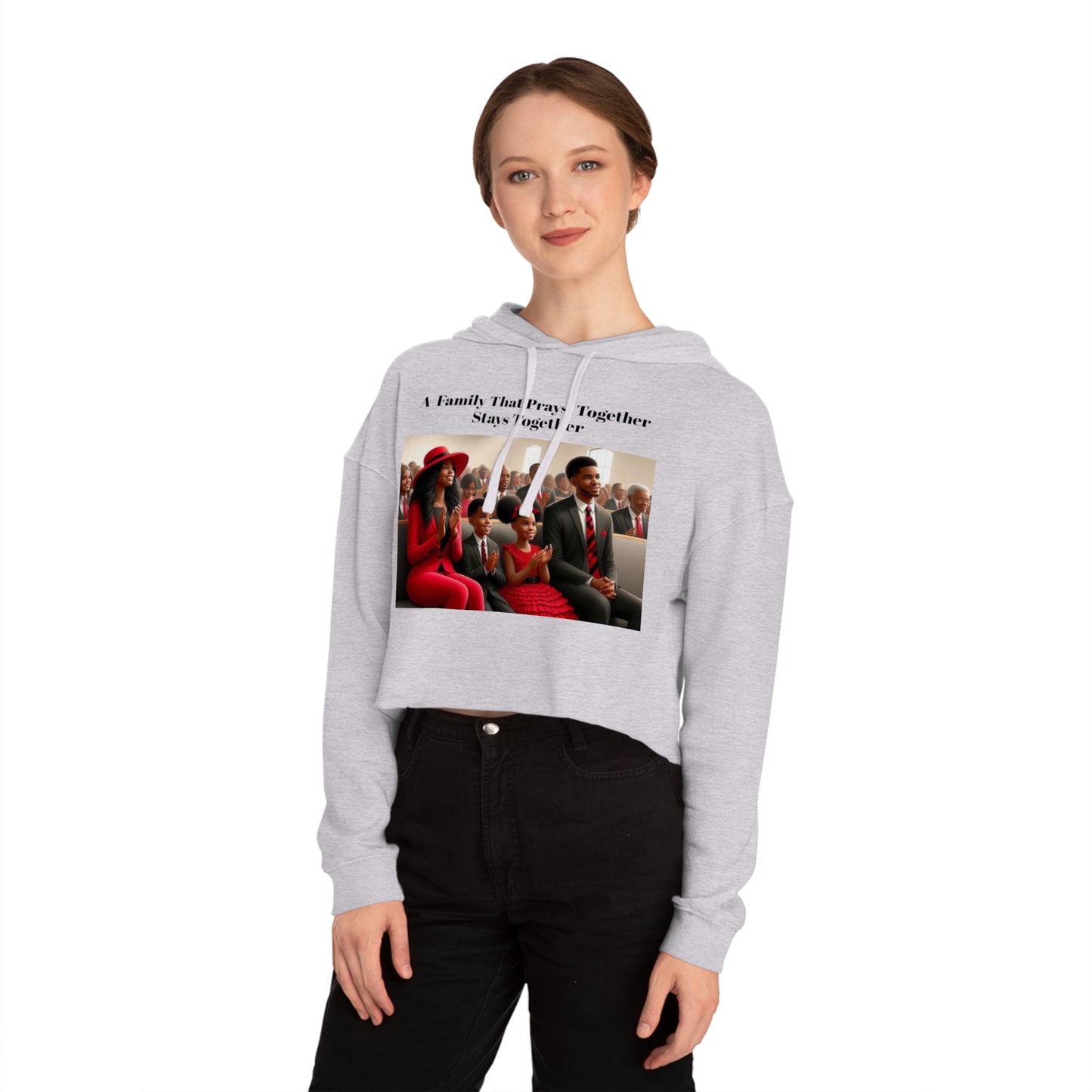 “Pray together” Women’s Cropped Hooded Sweatshirt