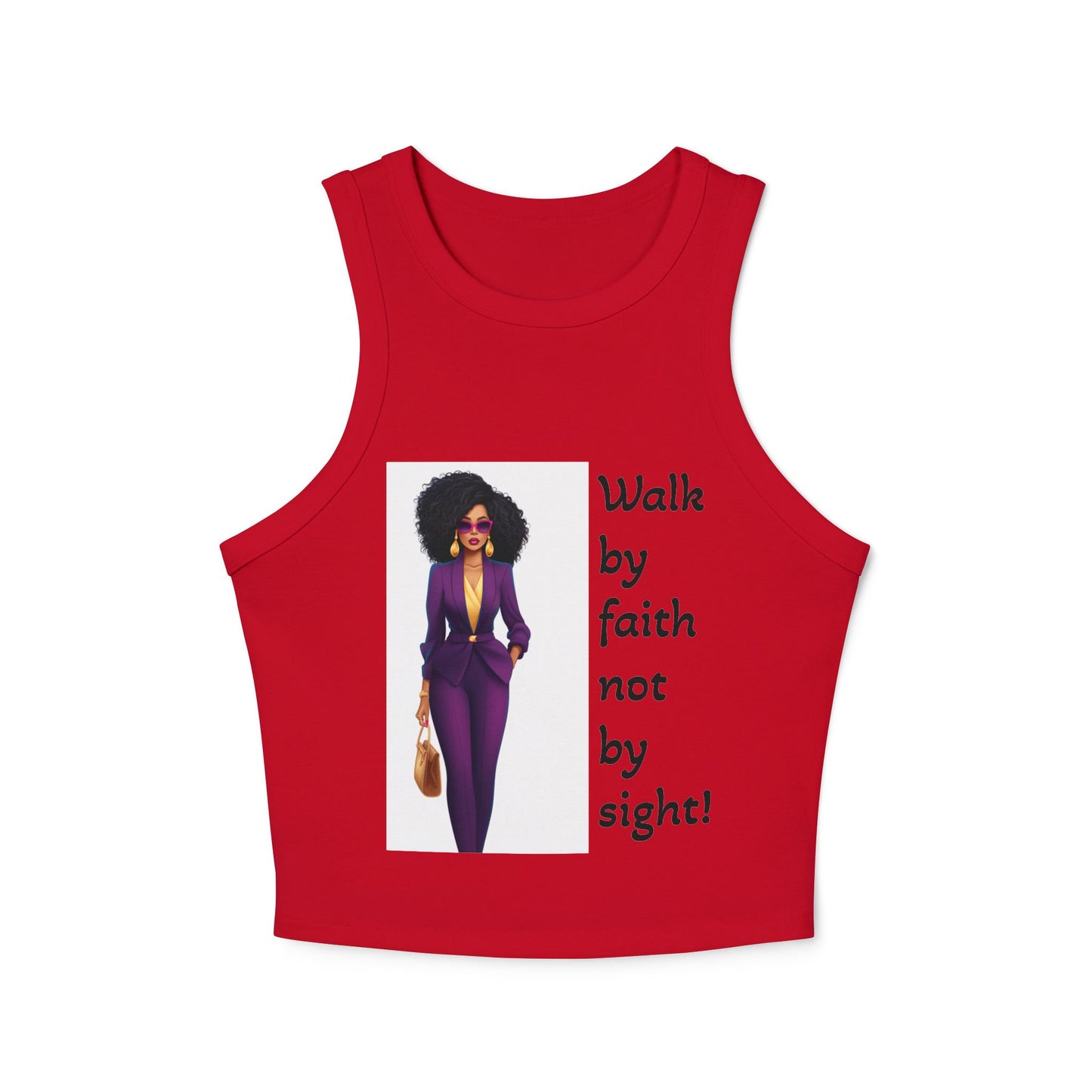 Faithful Femme Racer Tank — "Walk by Faith Not by Sight" Spiritual Crop Top