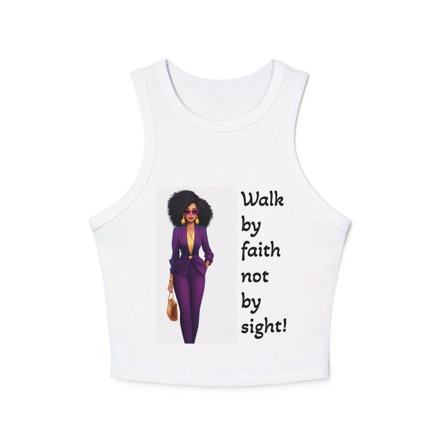 Faithful Femme Racer Tank — "Walk by Faith Not by Sight" Spiritual Crop Top