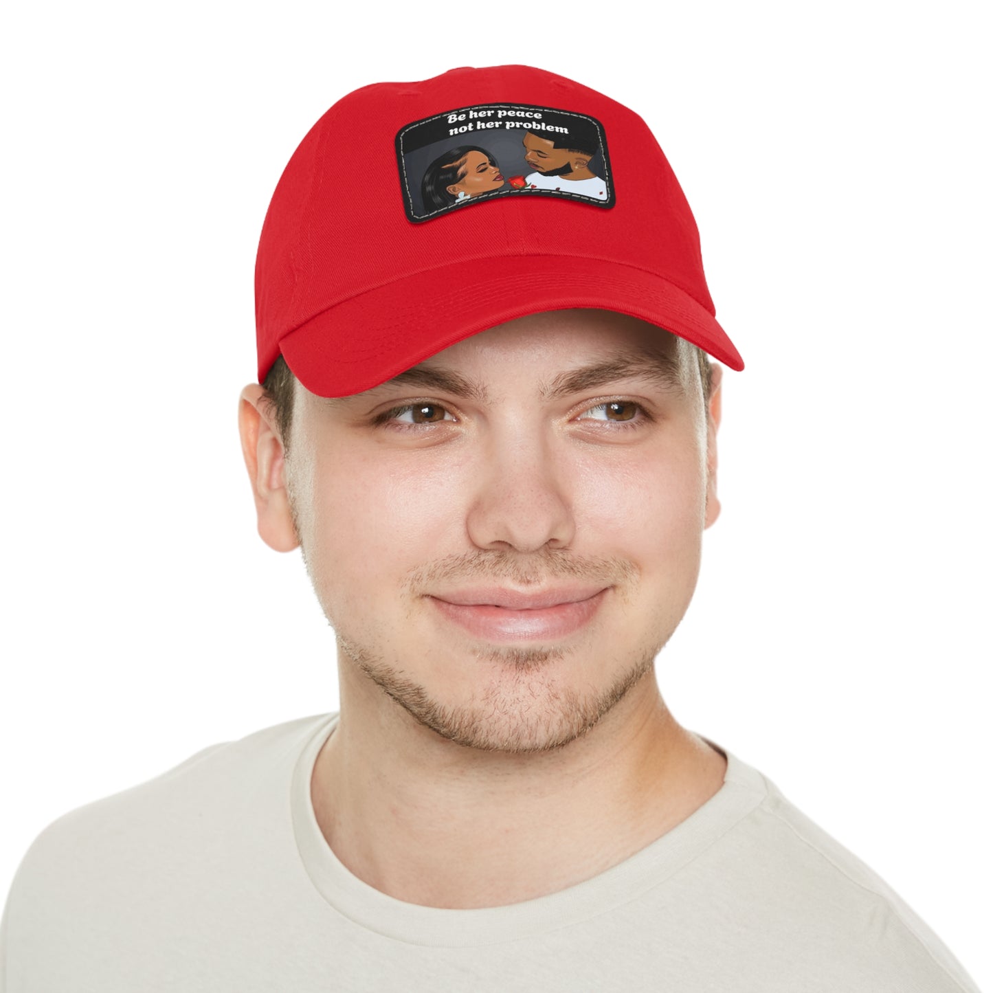 Be her peace not her problem” Men Leather Patch Hat