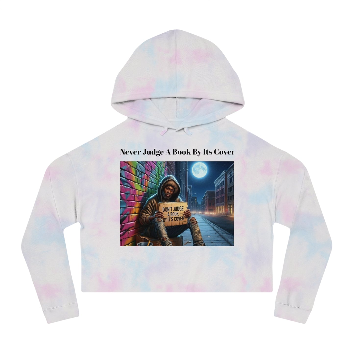 Cropped Hoodie 'Never Judge a Book By Its Cover'