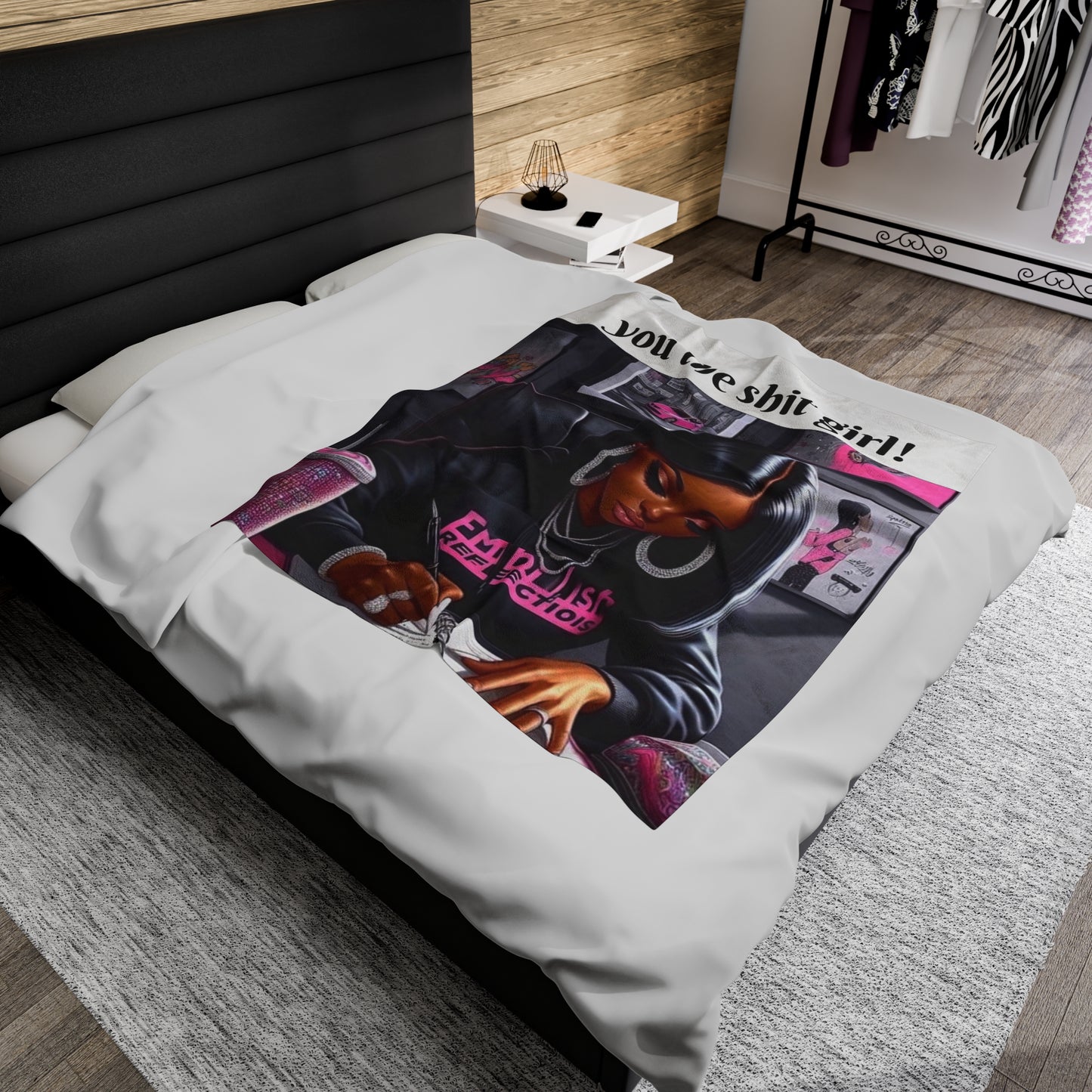 You the shit girl! Velveteen Plush Blanket