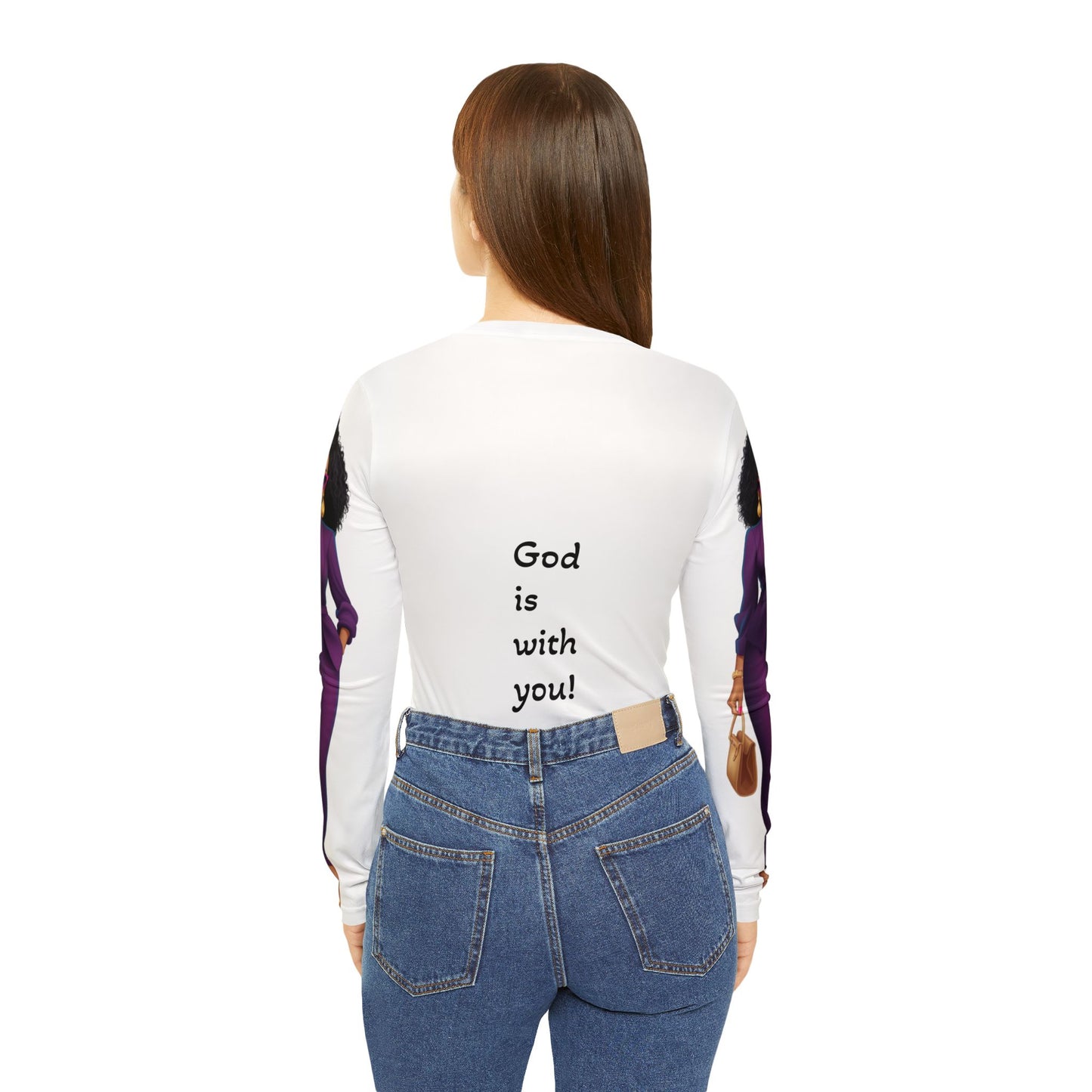 “Walk by faith” Women's Long Sleeve V-neck Shirt (AOP)