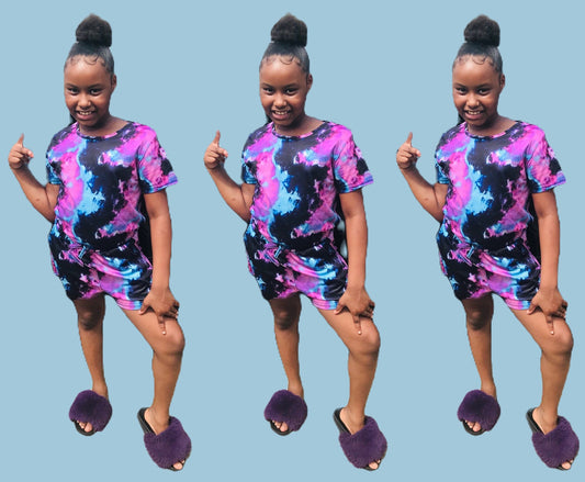 Purple tie dye Set
