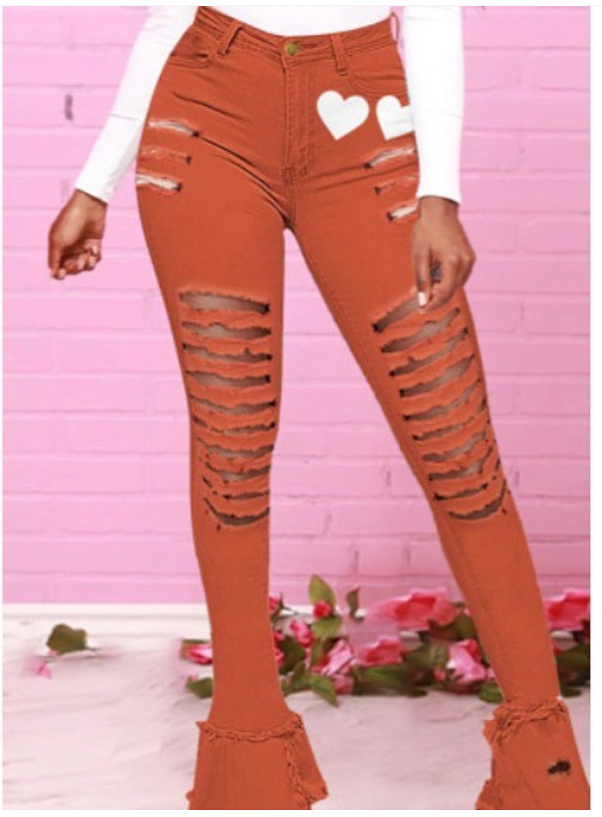 Red heart pant