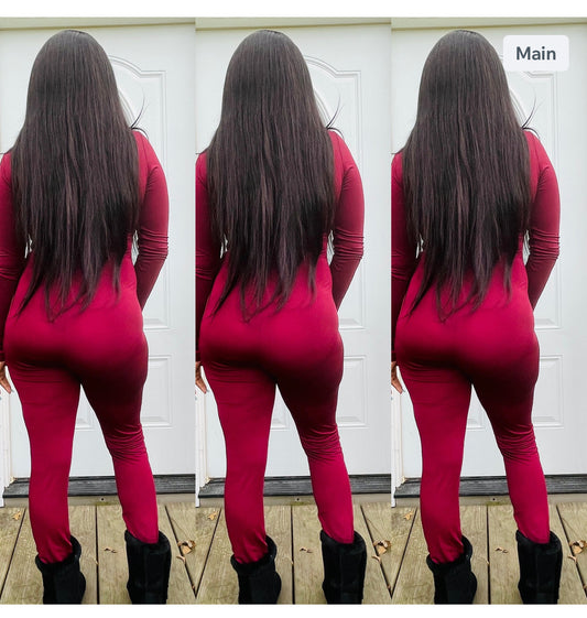 Burgundy longsleeve onesie